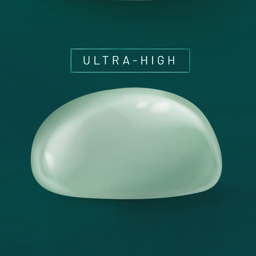 Ultra high-profile breast implant for maximum projection and fullness