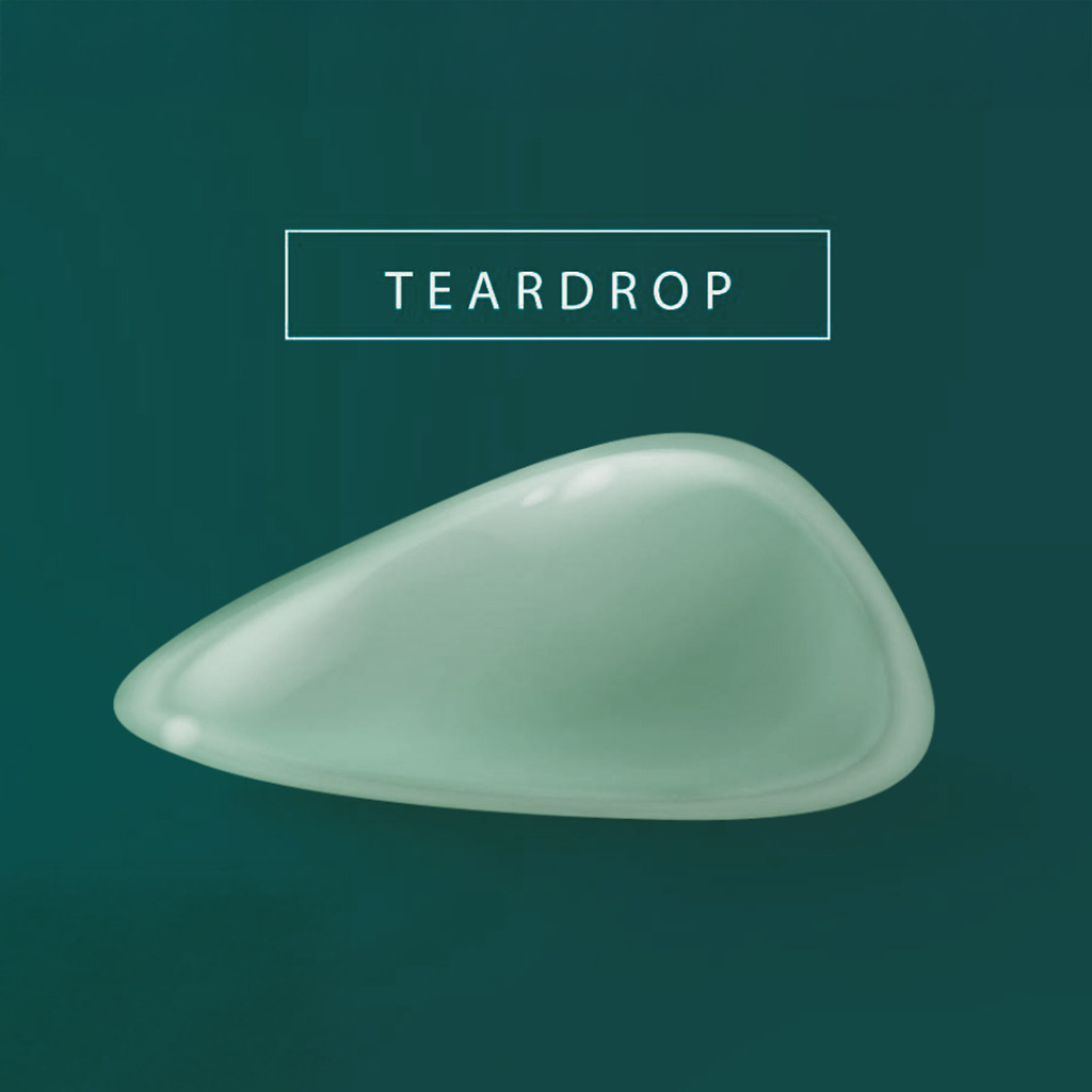 Teardrop breast implant designed for a natural breast shape