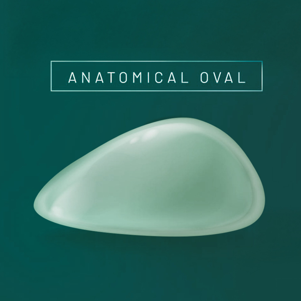 Anatomic oval breast implant for a natural and proportional enhancement