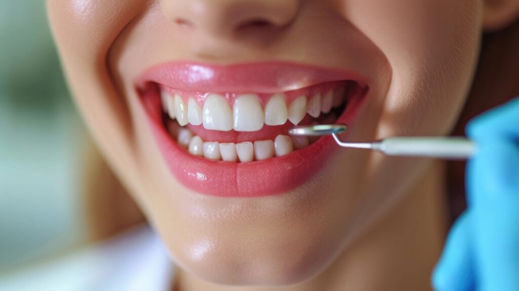 Dentist examining a patient's teeth for Hollywood Smile treatment in Turkey